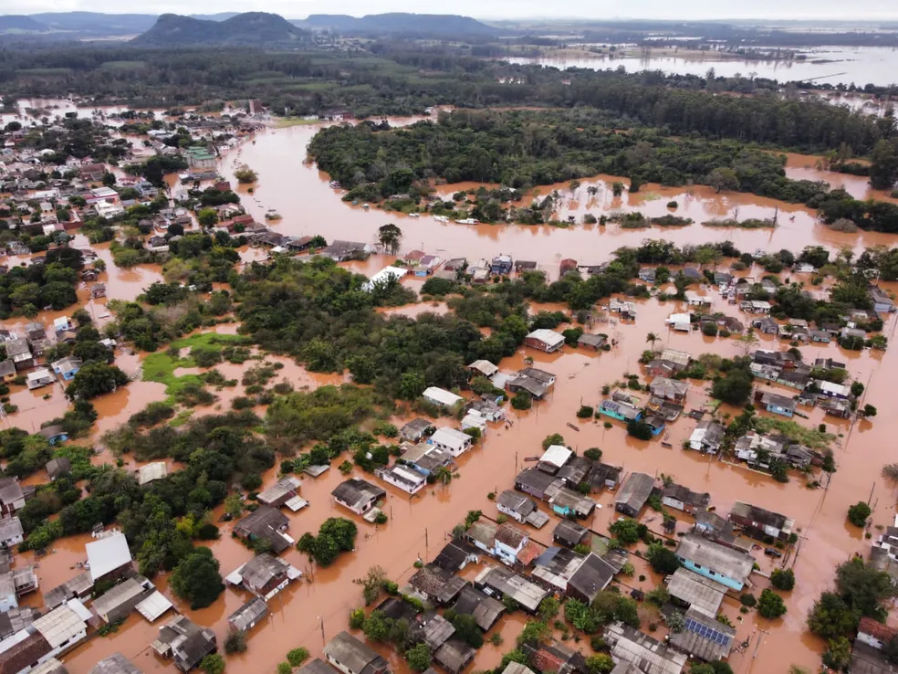 Vista aérea de de tragédia no Rio Grande do sul